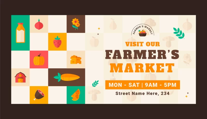 Flat design farmers market banner Free Vector