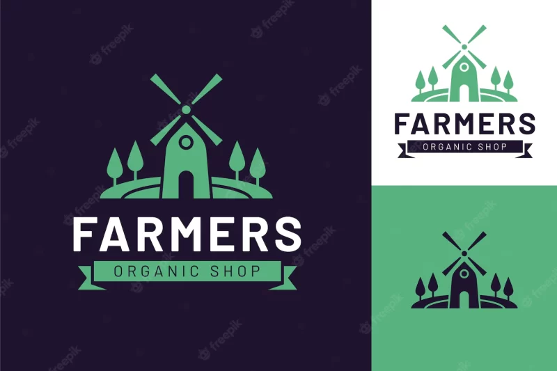 Flat design farmers market logo Free Vector