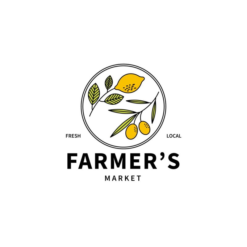 Flat design farmers market logo Free Vector