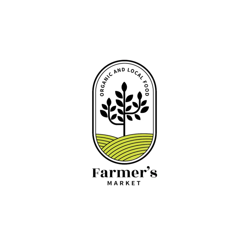 Flat design farmers market logo Free Vector