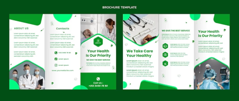 Flat design medical brochure Free Vector