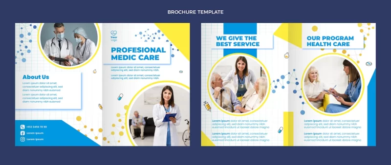Flat design medical brochure Free Vector