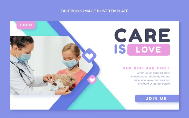 Flat design medical care facebook post Free Vector