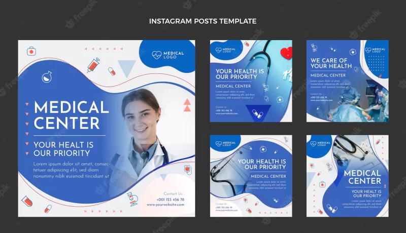 Flat design medical care Instagram posts Free Vector Flat design medical care Instagram posts Free Vector