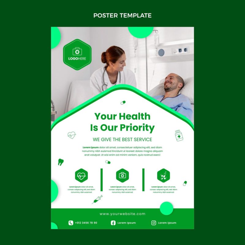 Flat design medical poster template Free Vector