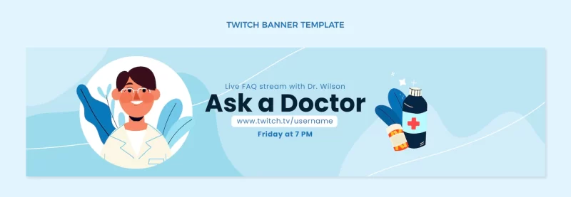 Flat design medical twitch banner template Free Vector Flat design medical twitch banner template Free Vector