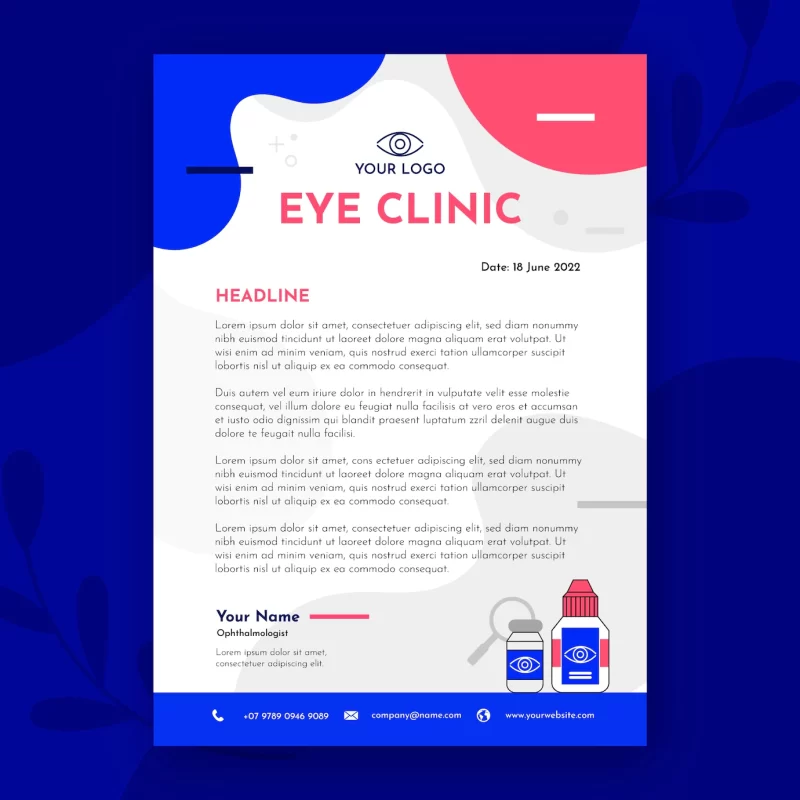 Flat design outline ophthalmologist letterhead Free Vector