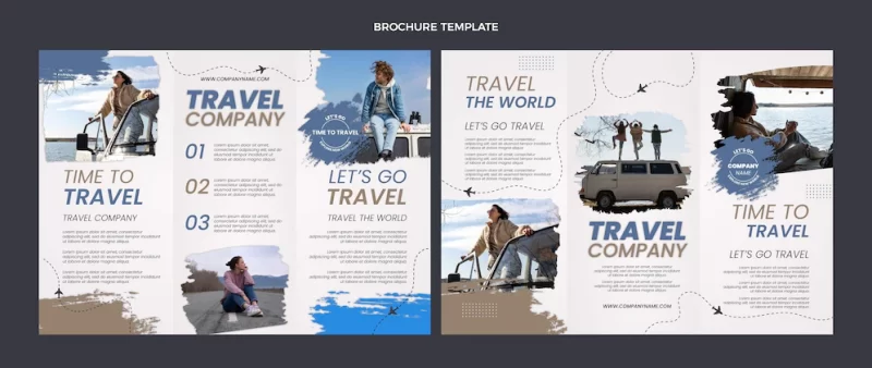 Flat design travel brochure template Free Vector