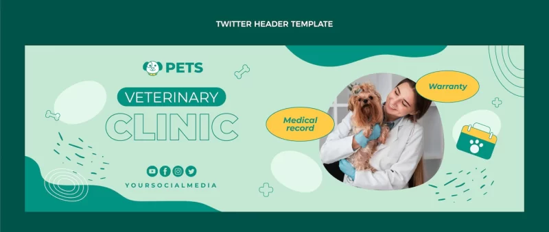 Flat design veterinary clinic twitter header Free Vector Flat design veterinary clinic twitter header Free Vector