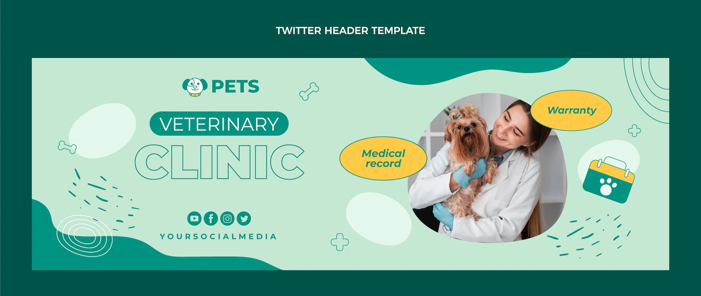 Flat Design Veterinary Clinic Twitter Header 23 2149322337