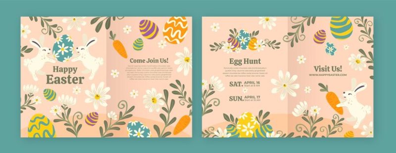 Flat easter brochure template Free Vector