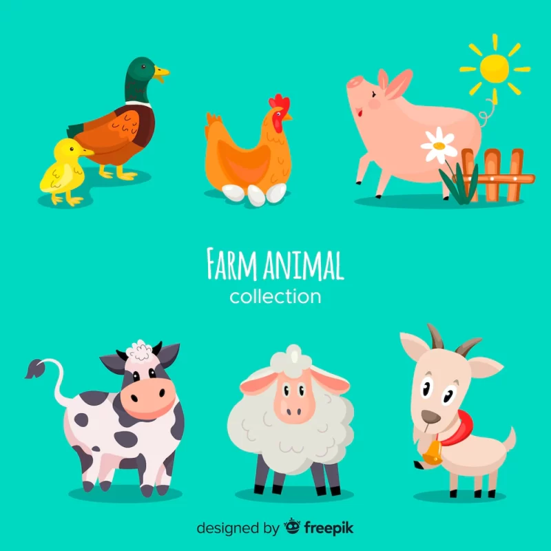 Flat farm animal collection Free Vector