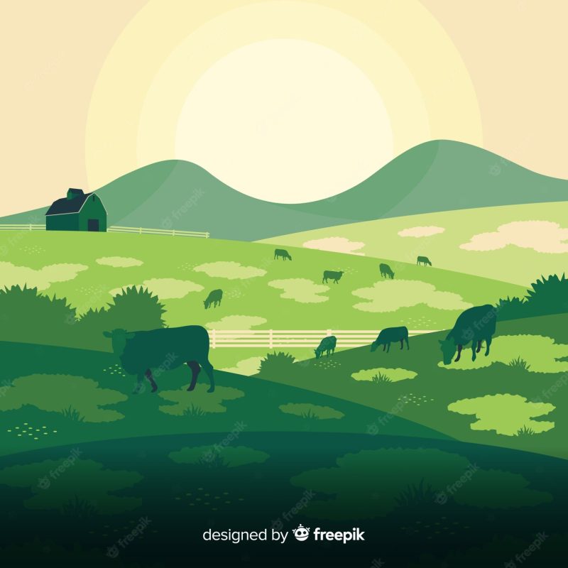 Flat farm landscape Free Vector