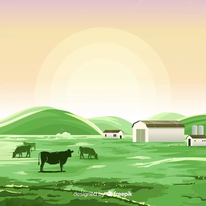 Flat farm landscape Free Vector