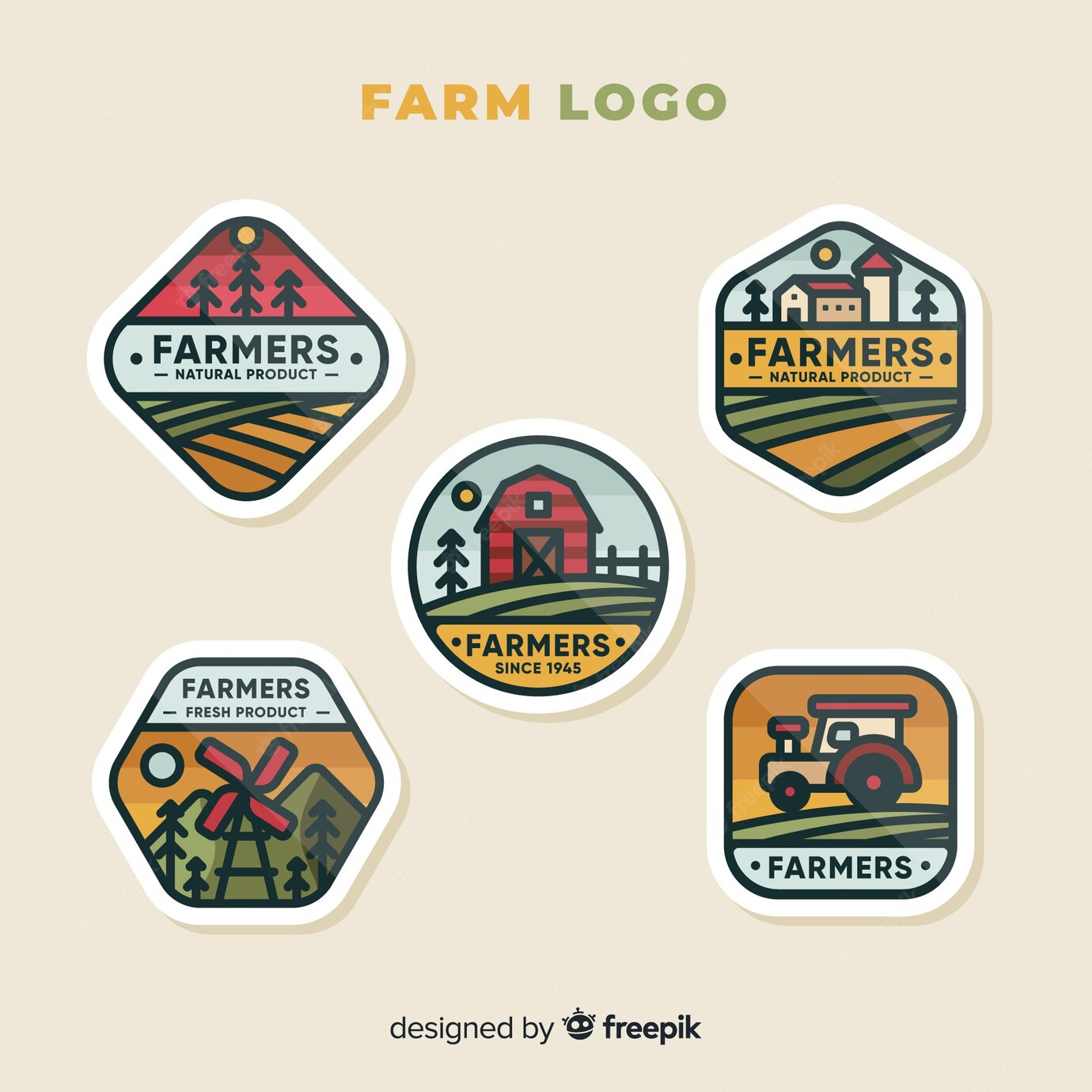 Flat Farm Logo Collection 23 2148177119