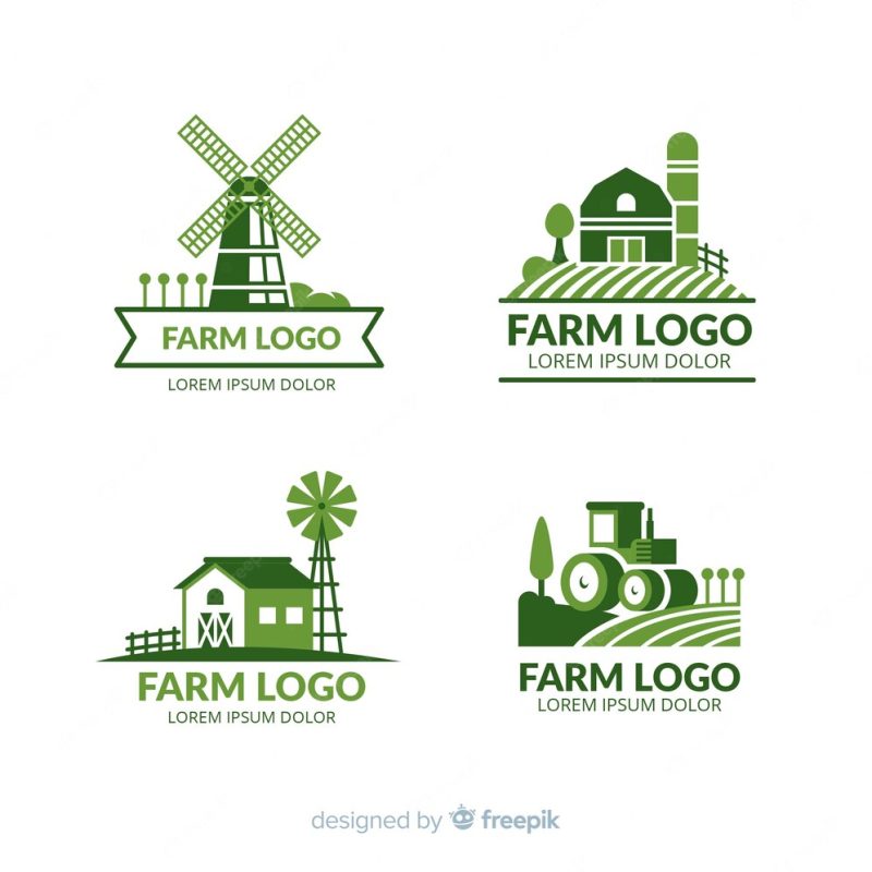 Flat farm logo collection Free Vector