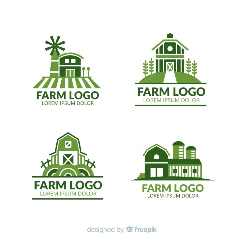 Flat farm logo collection Free Vector