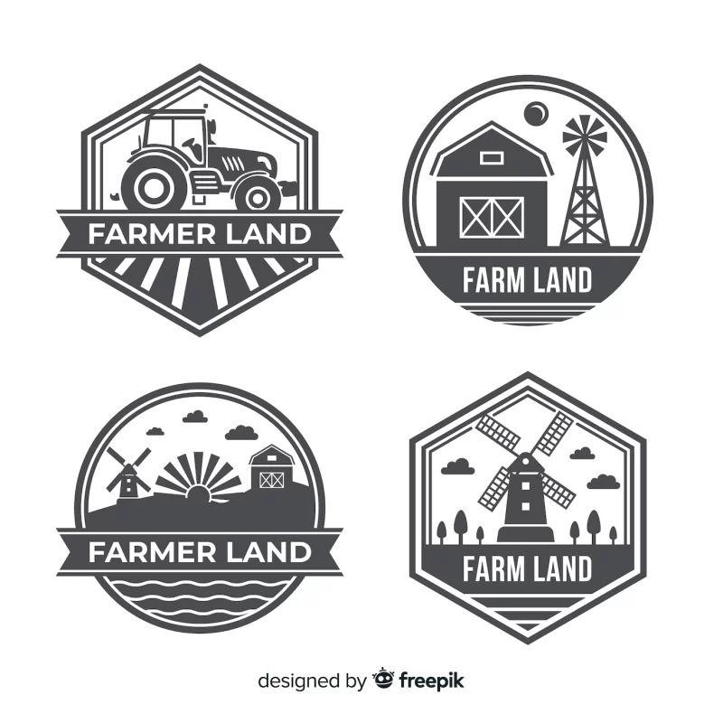 Flat farm logo collection Free Vector