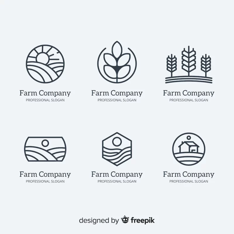 Flat farm logo collection Free Vector