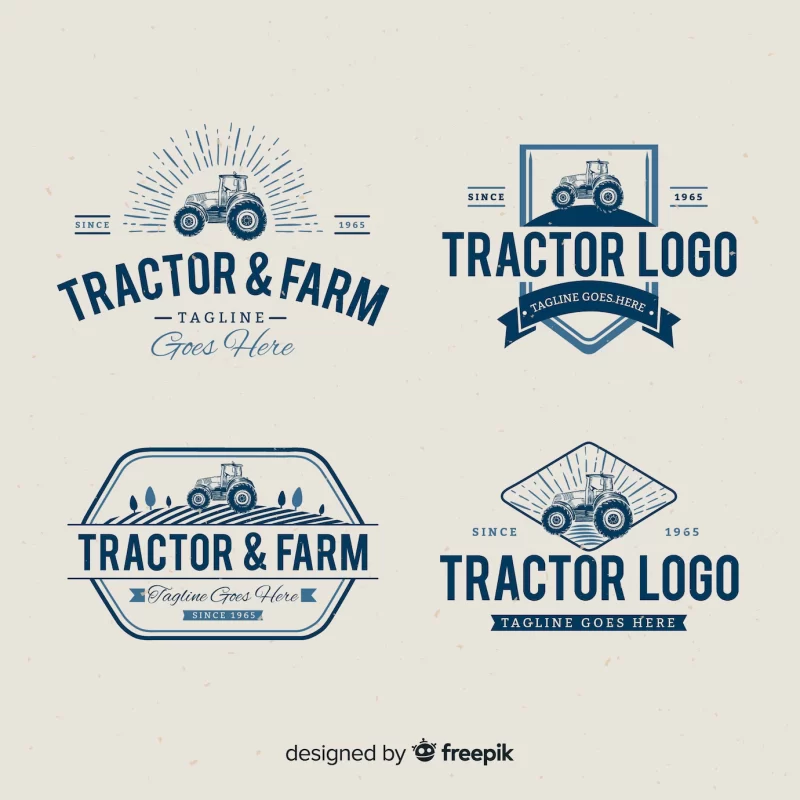 Flat farm logo collection Free Vector