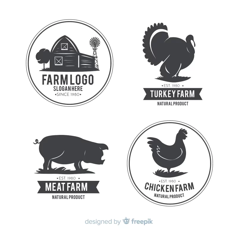 Flat farm logo template collection Free Vector