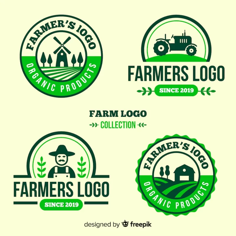 Flat farm logo template collection Free Vector