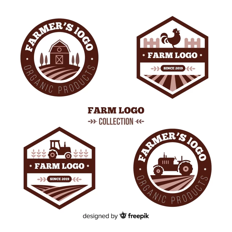 Flat farm logo template collection Free Vector