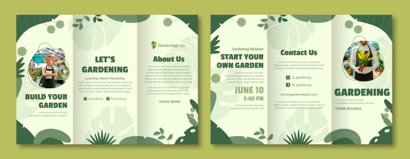 Flat gardening brochure template Free Vector