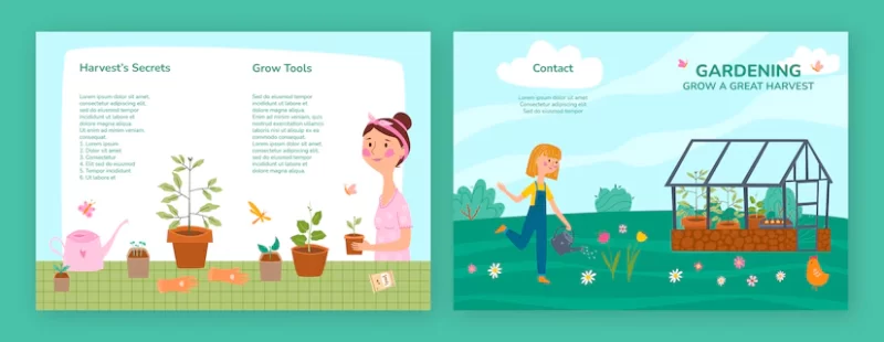 Flat gardening brochure template Free Vector