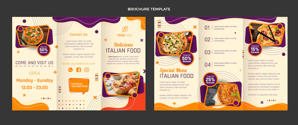 Flat Italian Food Trifold Brochure Template 23 2149087246