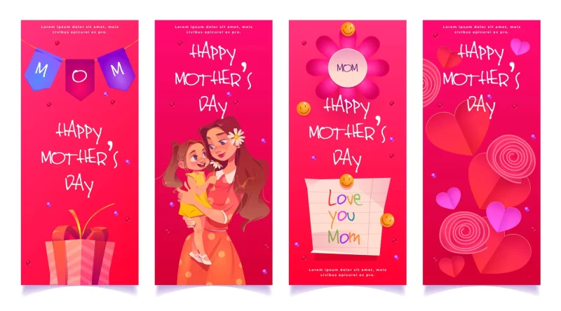 Flat mother’s day vertical banner set Free Vector download