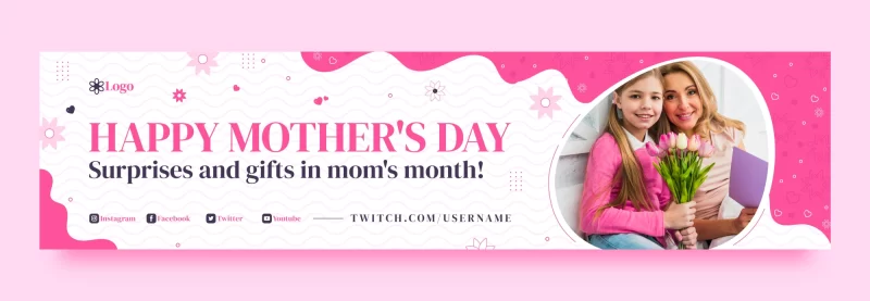 Flat mother’s day twitch banner Free Vector