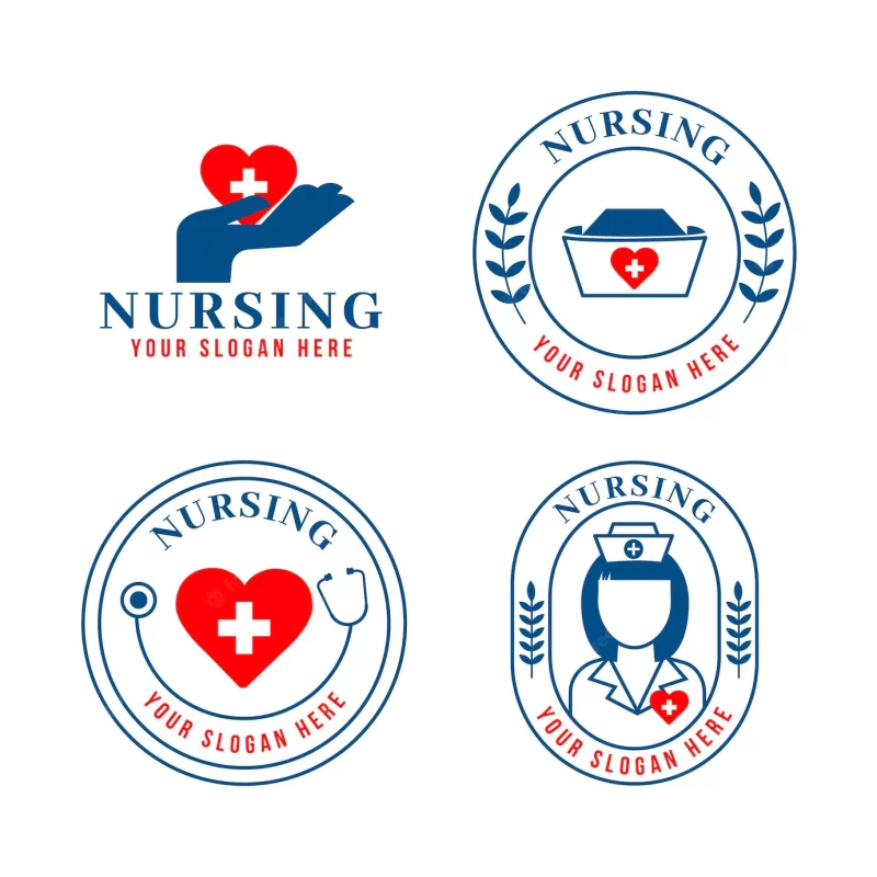 Flat nurse logo collection Free Vector