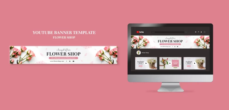 Flower shop youtube banner template Free Psd