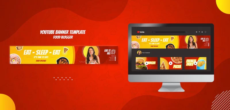 Food vlogger youtube banner Free Psd