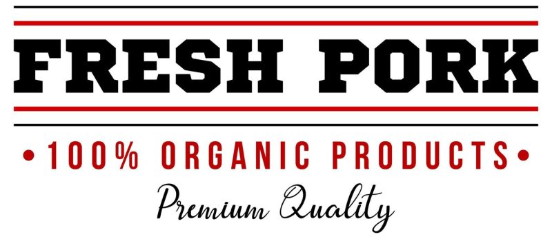 Fresh pork word logo design for organic meat products Free Vector