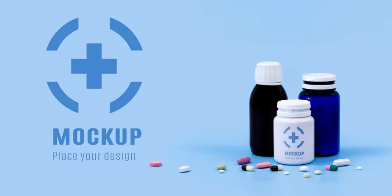 Front view of medicine containers with copy space Free Psd Front view of medicine containers with copy space Free Psd