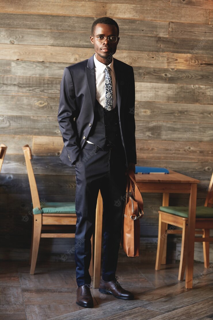 Full Length Portrait Handsome African Businessman Wearing Elegant Formal Suit 273609 13584