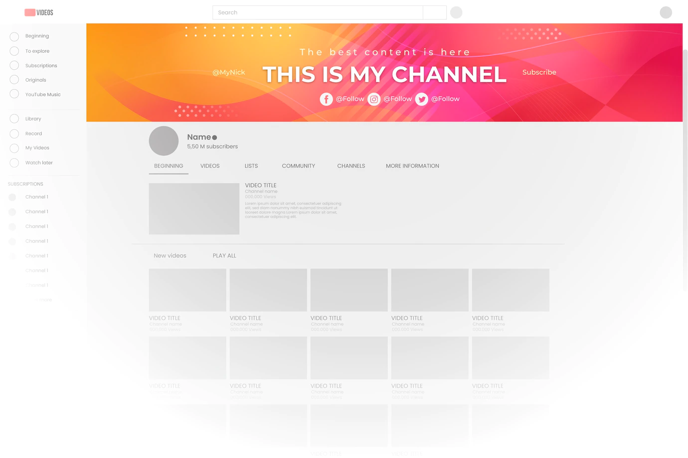 Gradient Abstract Youtube Banner Design 52683 78754