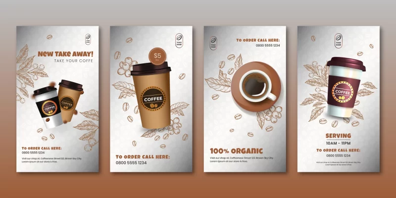 Gradient coffee plantation Instagram stories Free Vector