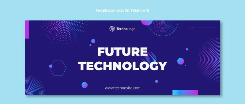 Gradient halftone technology facebook cover Free Vector