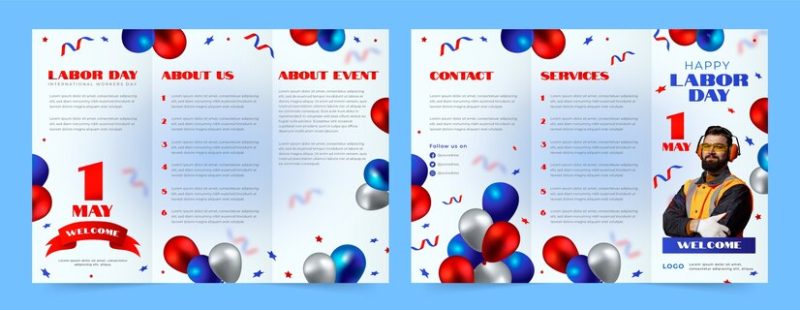 Gradient labor day brochure template Free Vector