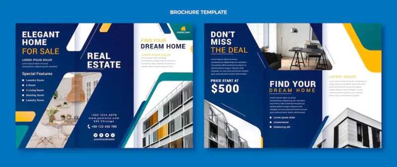 Gradient real estate brochure Free Vector