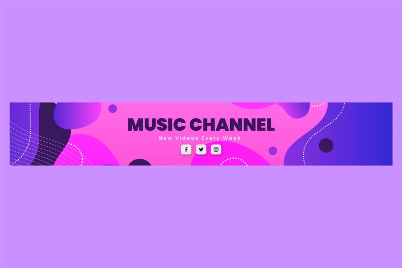 Gradient youtube banner Free Vector