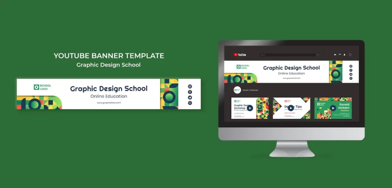 Graphic design school youtube banner Free Psd