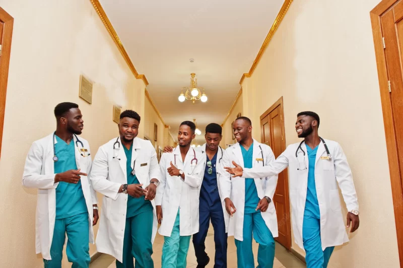 Group of male African medical students in college Free Photo