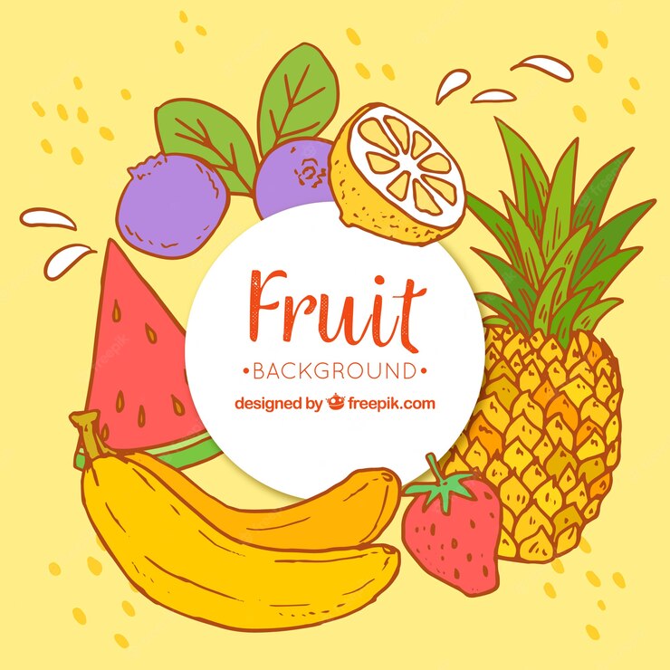 Hand Drawn Background Colored Fruits 23 2147620212