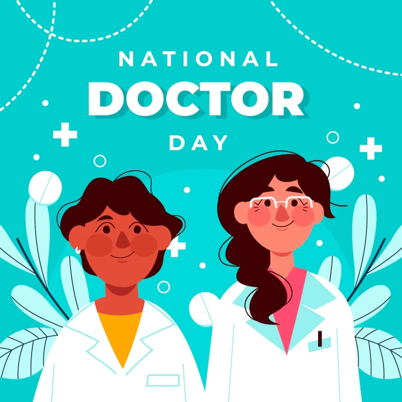 Hand drawn doctors and leaves illustration Free Vector