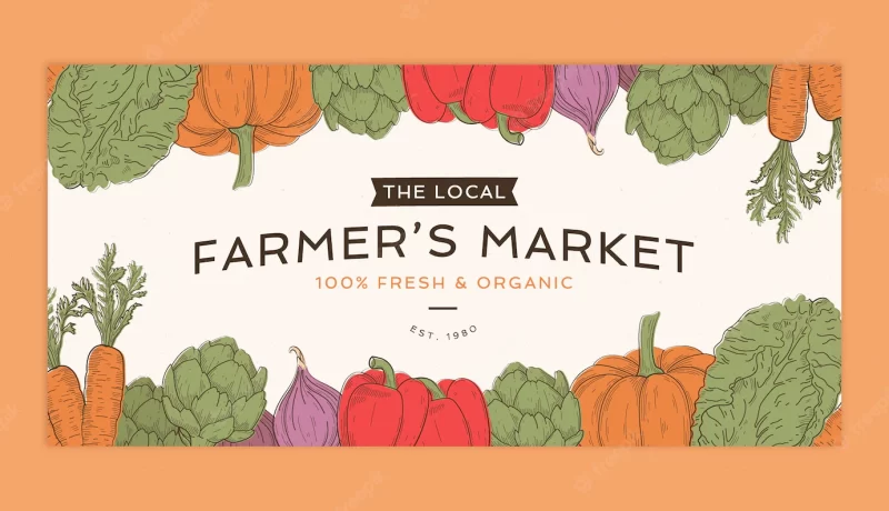 Hand drawn farmers market banner Free Vector