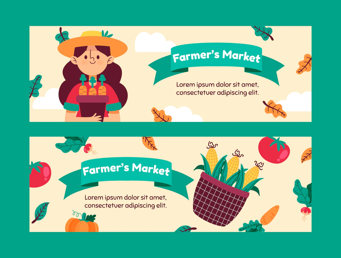 Hand Drawn Flat Design Farmers Market Banner 23 2149340833